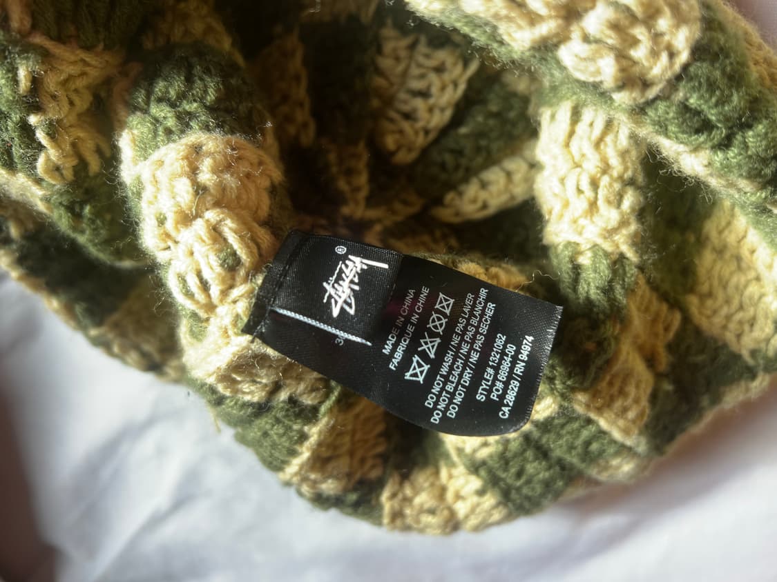 스투시 크로쉐 체커보드 비니 올리브  상품이미지3