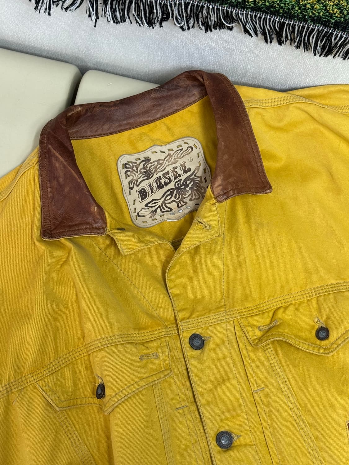 90s 디젤 레더 카라 트러커 자켓/O75 상품이미지2