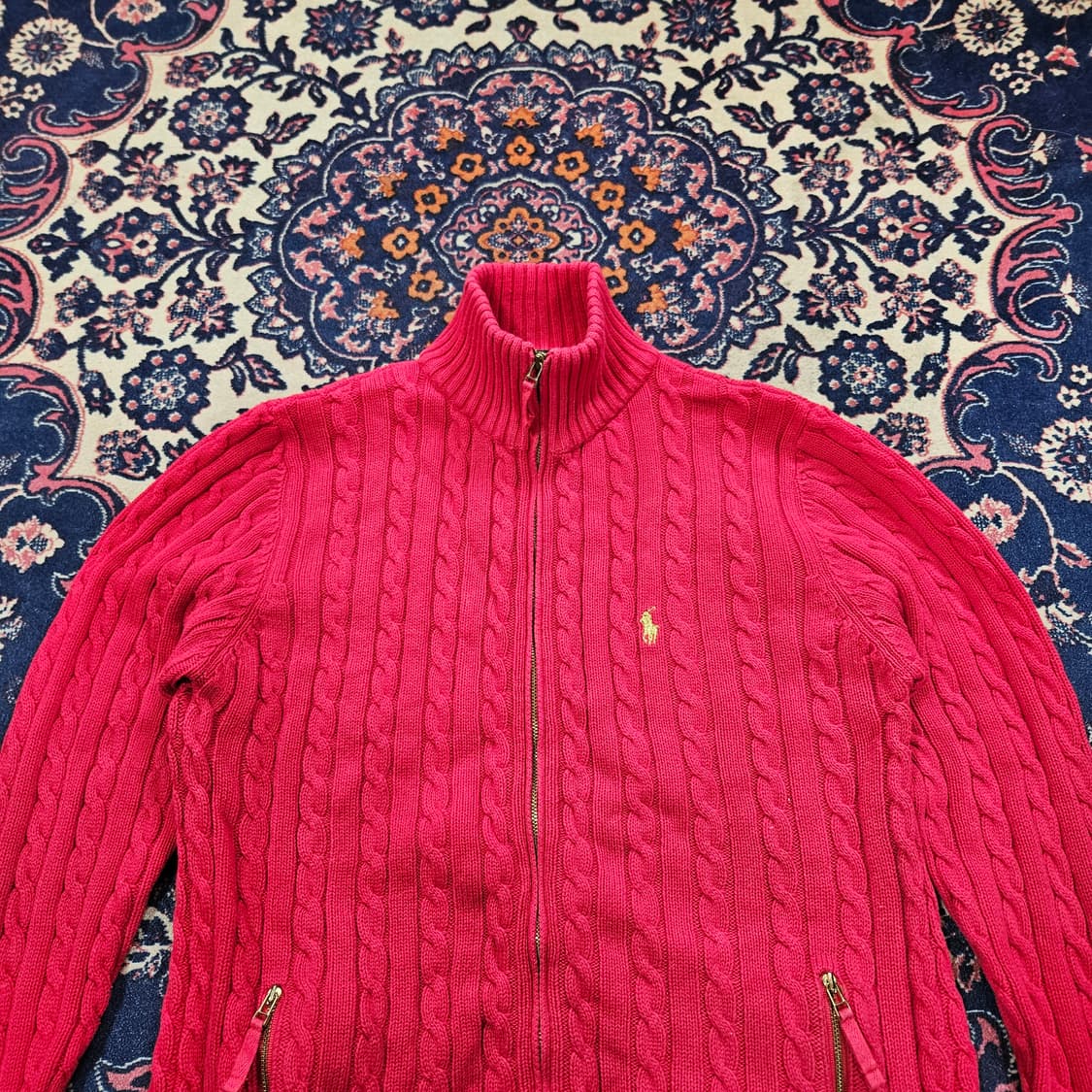 폴로랄프로렌 포니 자수 코튼 꽈베기 집업 가디건 L size 상품이미지1
