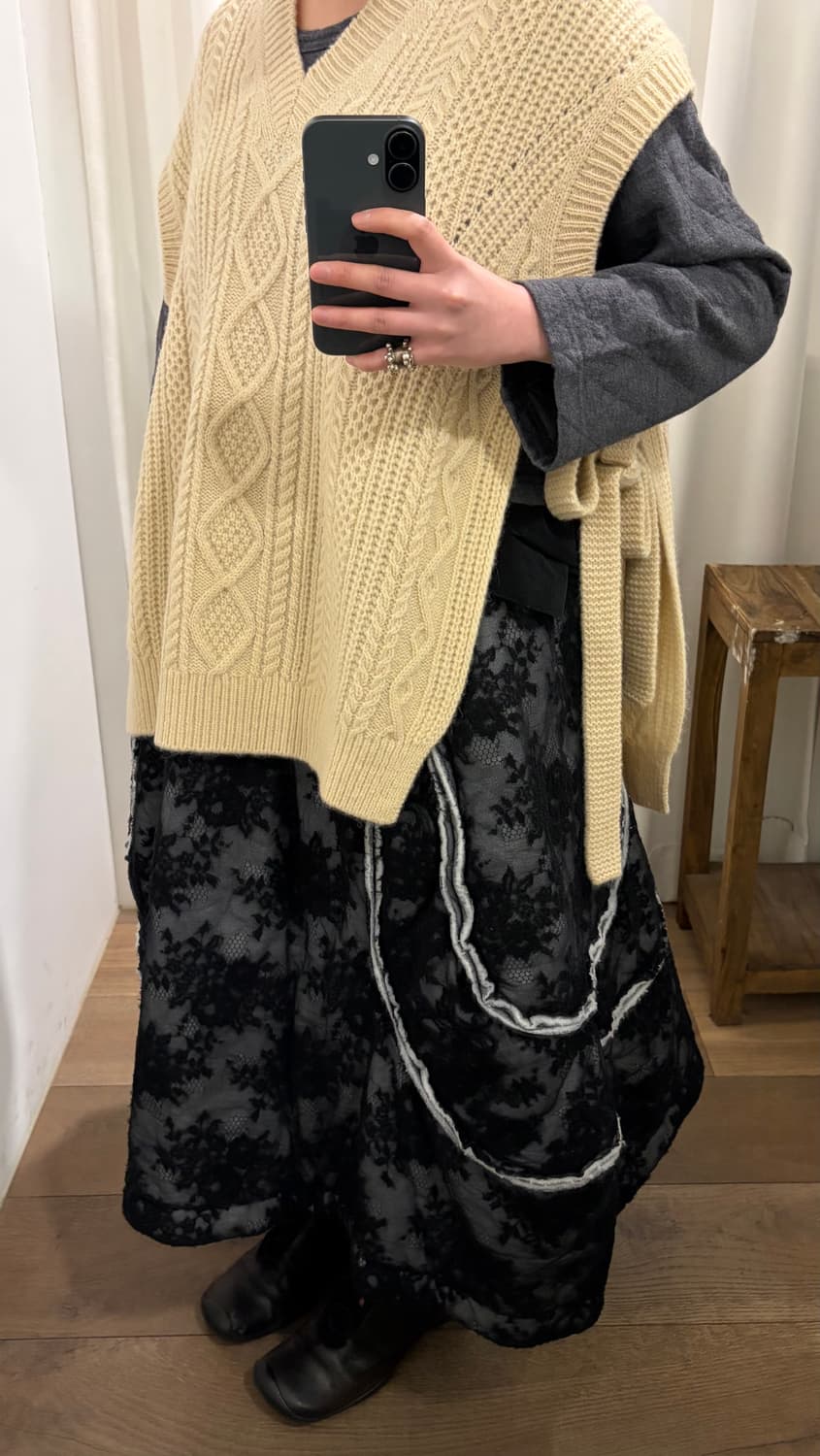 Ribbon Crochet Open Vest 상품이미지4