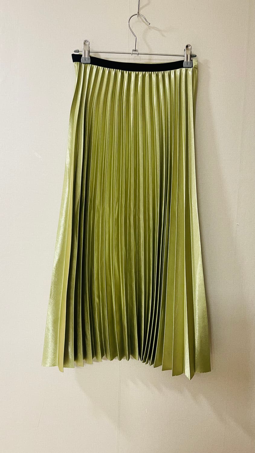 페이퍼문 올리브 플리츠 롱 새틴 스커트 55 상품이미지1