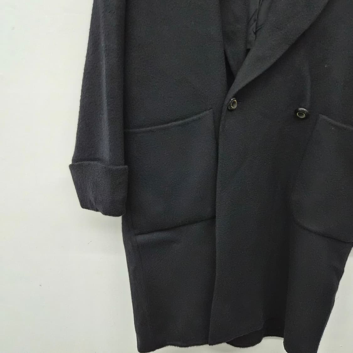 캐시미어 100% 블랙 기본 코트 남여공용 M 상품이미지3
