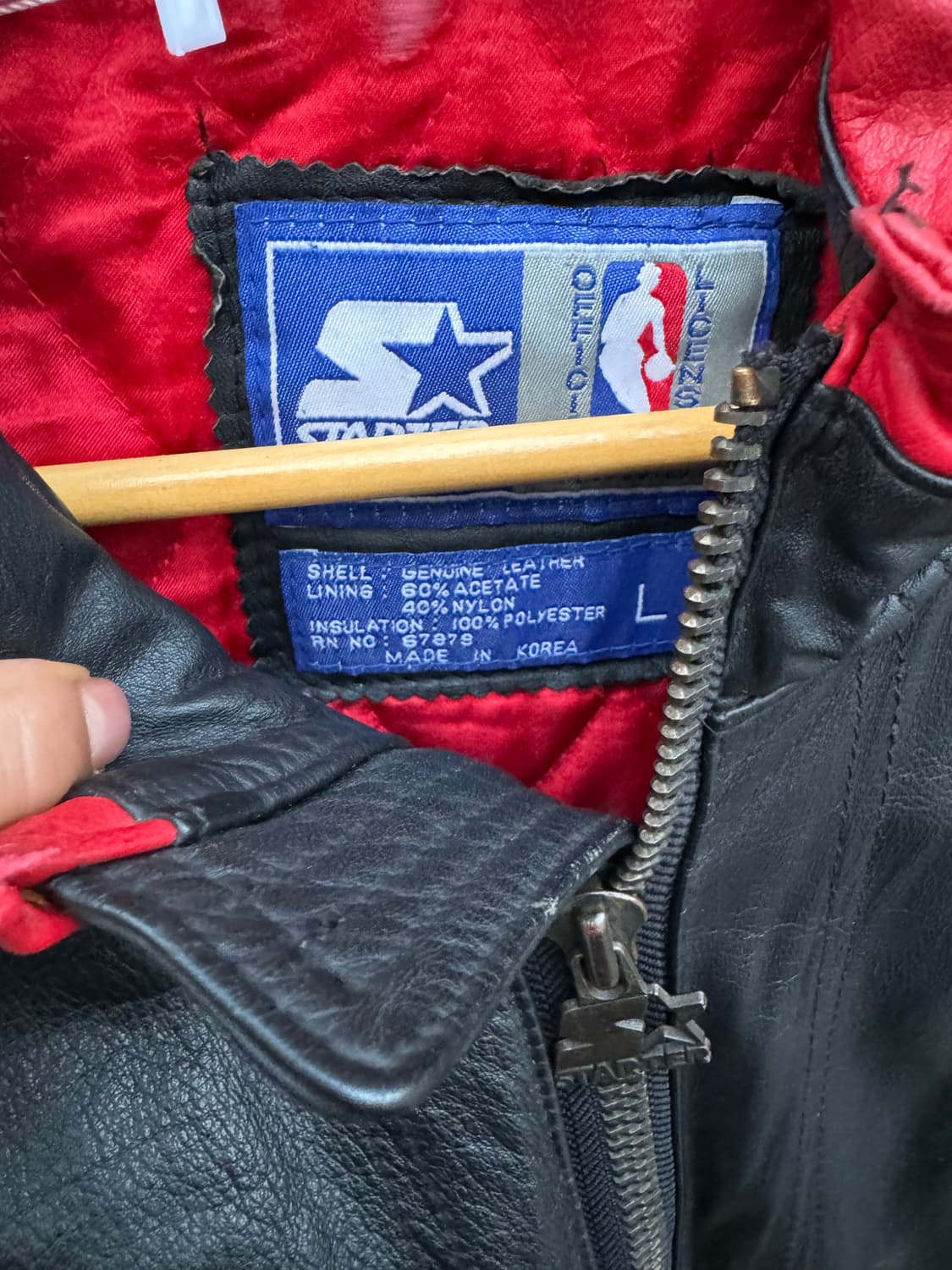 90s 스타터 시카고불스 프린팅 레더 가죽 자켓 L 상품이미지5