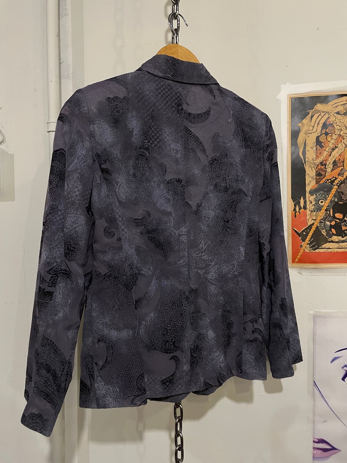 오리엔탈 스웨이드 자수 퍼플 그레이 투버튼 자켓 상품이미지3