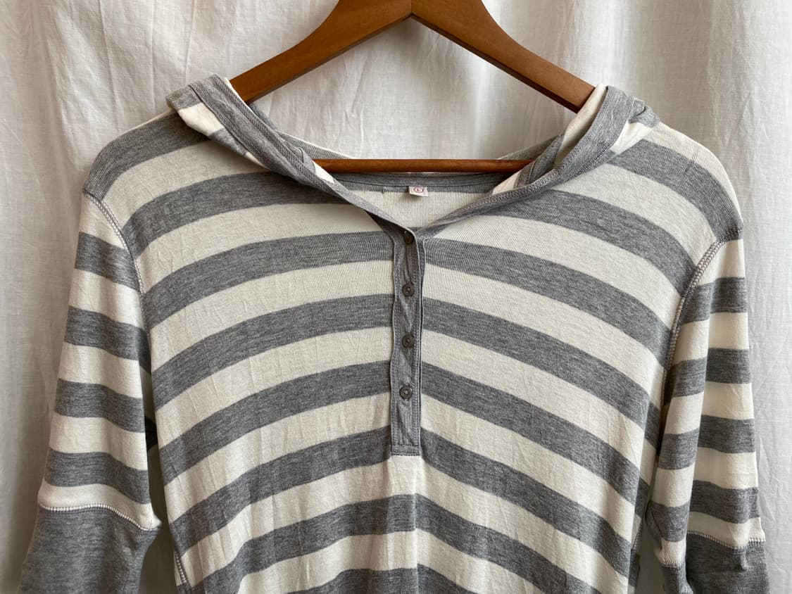 UNIQLO 스트라이프 후드 반팔탑(L) 상품이미지3
