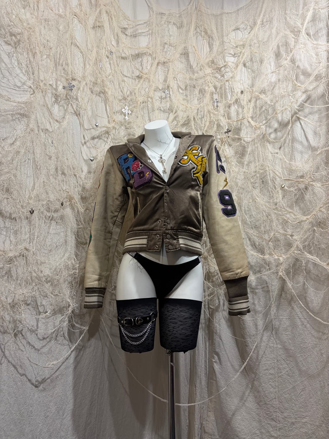 X-girl pacth varsity crop jacket 상품이미지3