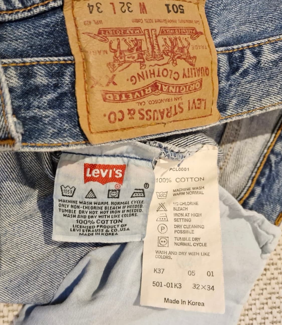 01년산 리바이스 501 made in Korea 상품이미지5