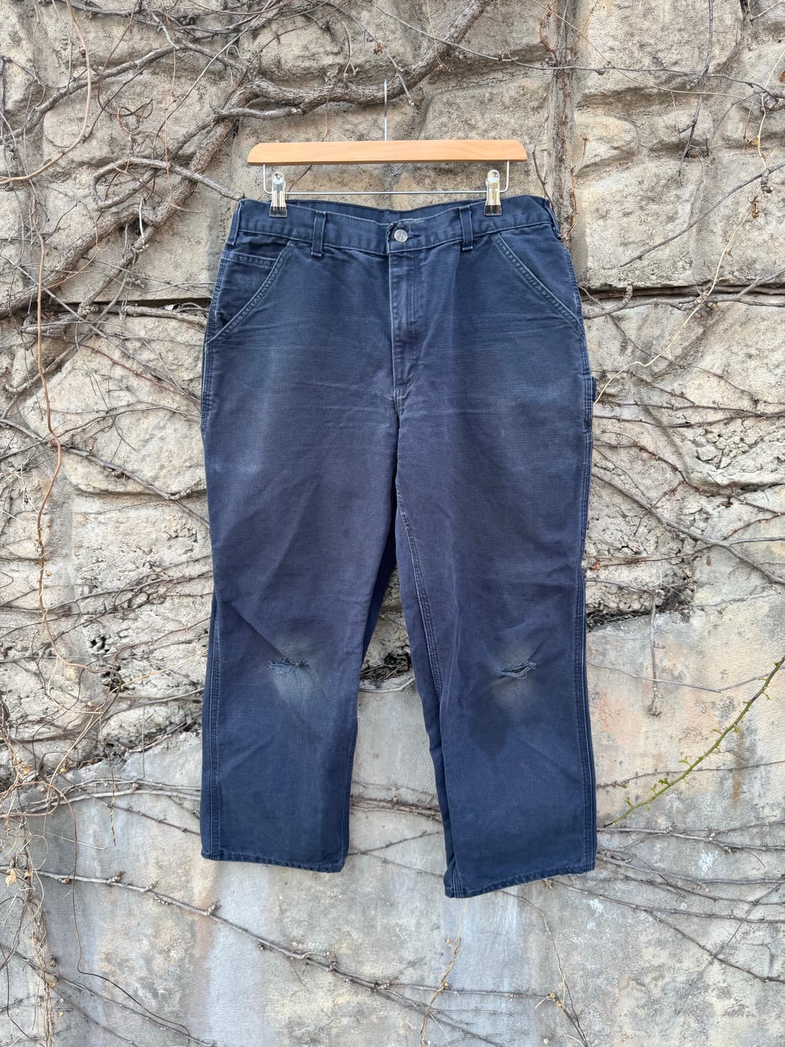 칼하트 빈티지 b11 mdt 네이비 페이딩 카펜터 싱글니 워크 팬츠 상품이미지1