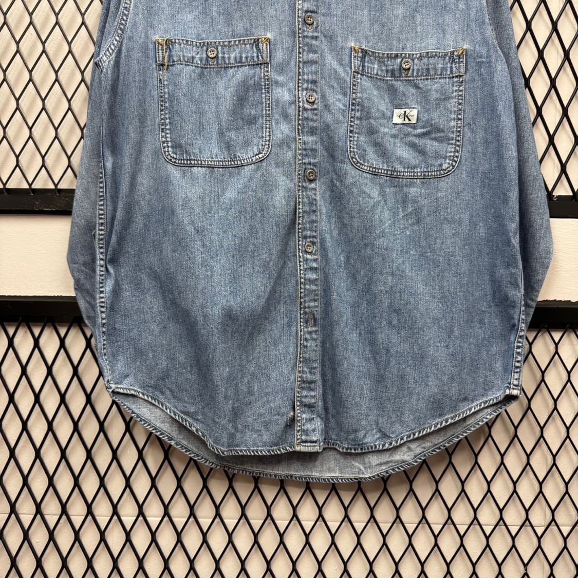 90s 캘빈클라인 진스 데님 셔츠 메이드인 홍콩 연청 상품이미지4