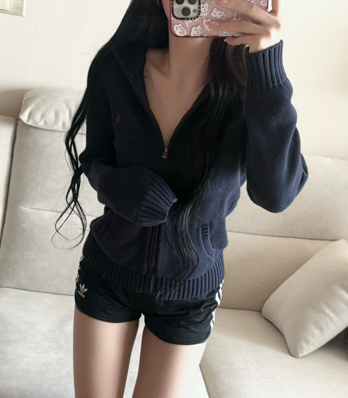 폴로 랄프로렌 딥네이비 딥레드 로고 니트 집업  상품이미지1