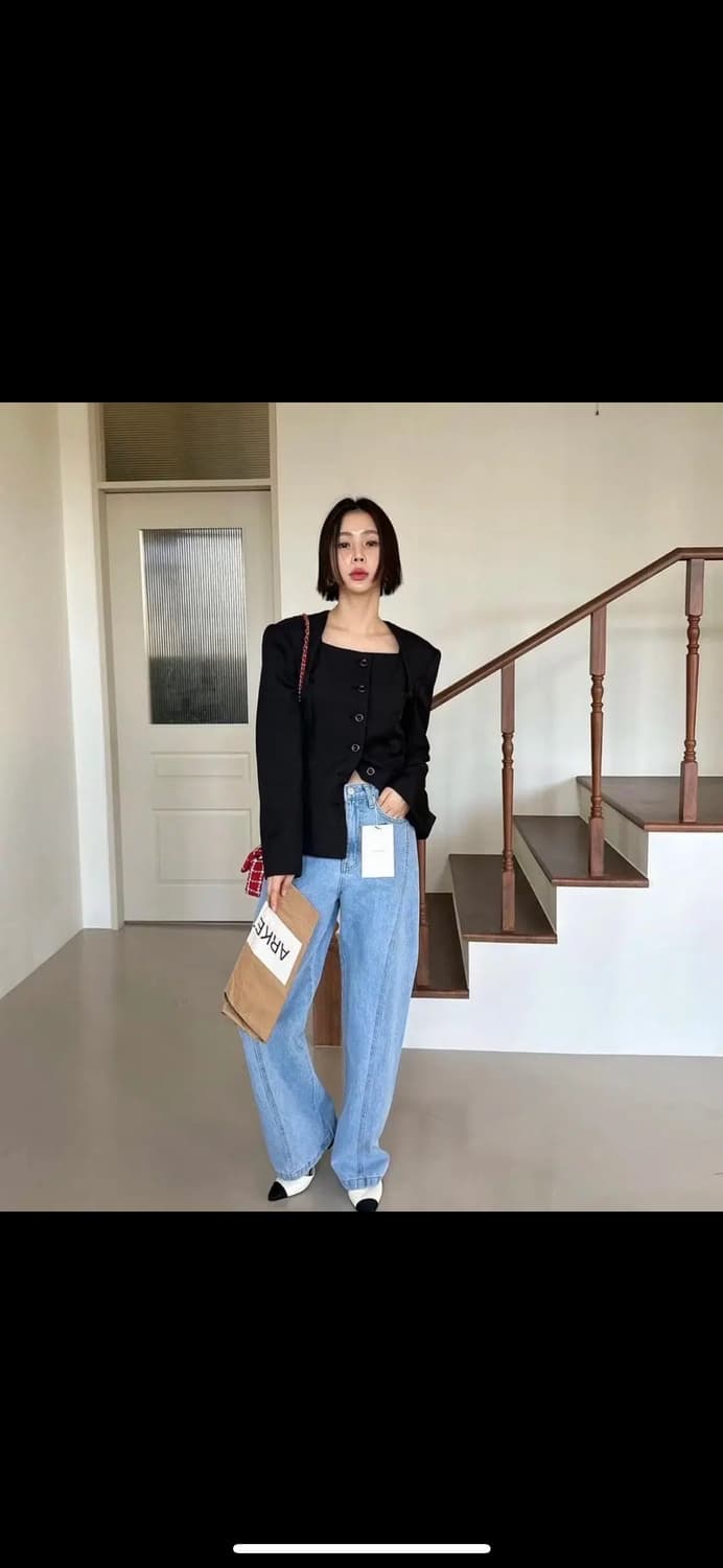 살롱드매그 8051 절개 와이드 데님 팬츠 s 상품이미지1