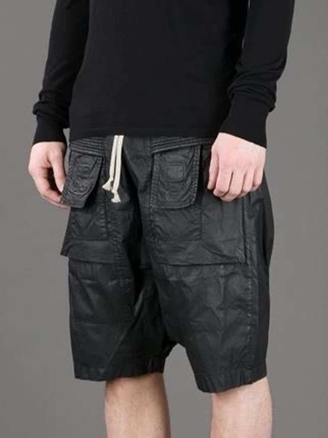 릭오웬스 15SS 다크쉐도우 왁스 코팅 태권도 카고 쇼츠 블랙 상품이미지9