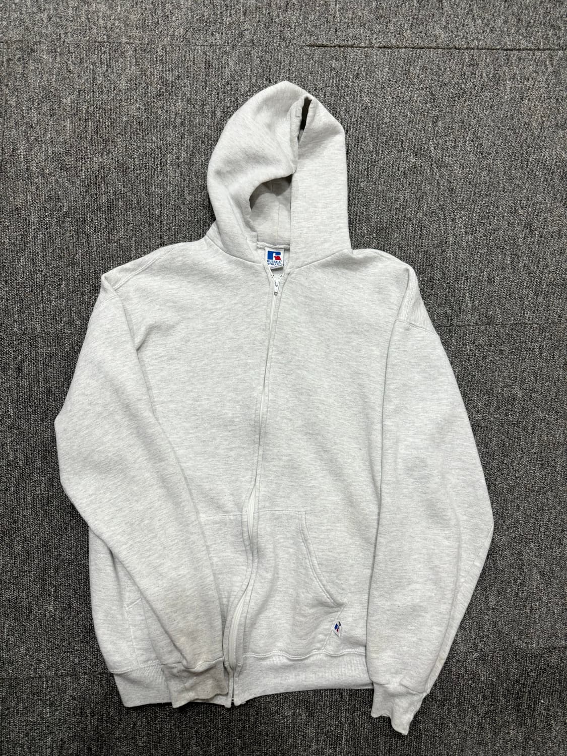 90s USA 빈티지 러셀 후드집업 라이트 그레이 XL 상품이미지2