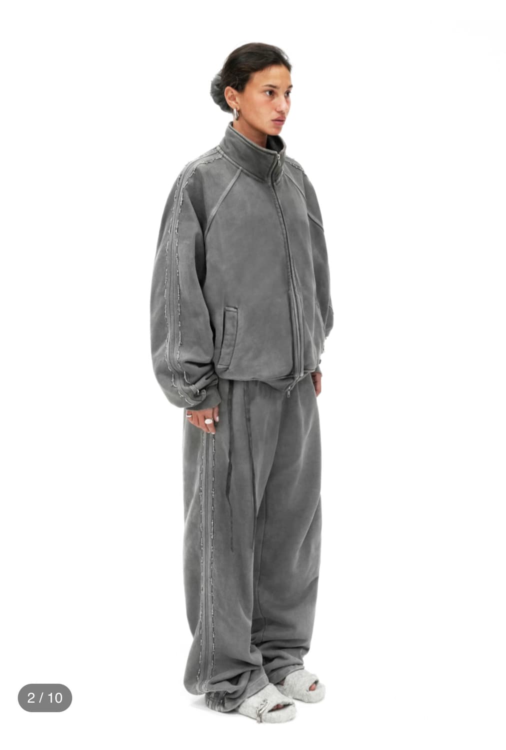 Beaded track jacket washed grey 상품이미지3