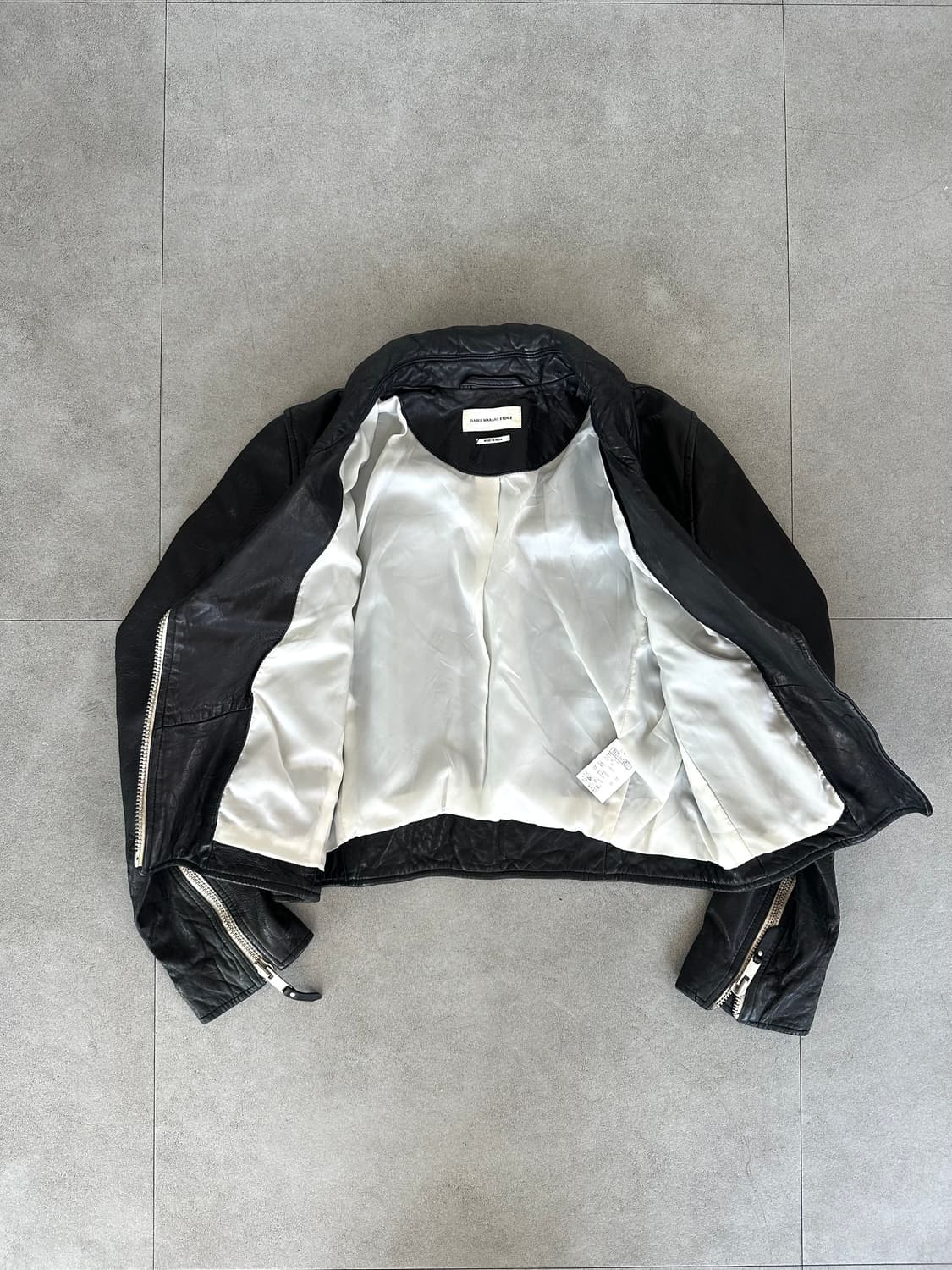 이자벨마랑 사선 하이넥 바이커 레더 자켓 상품이미지6