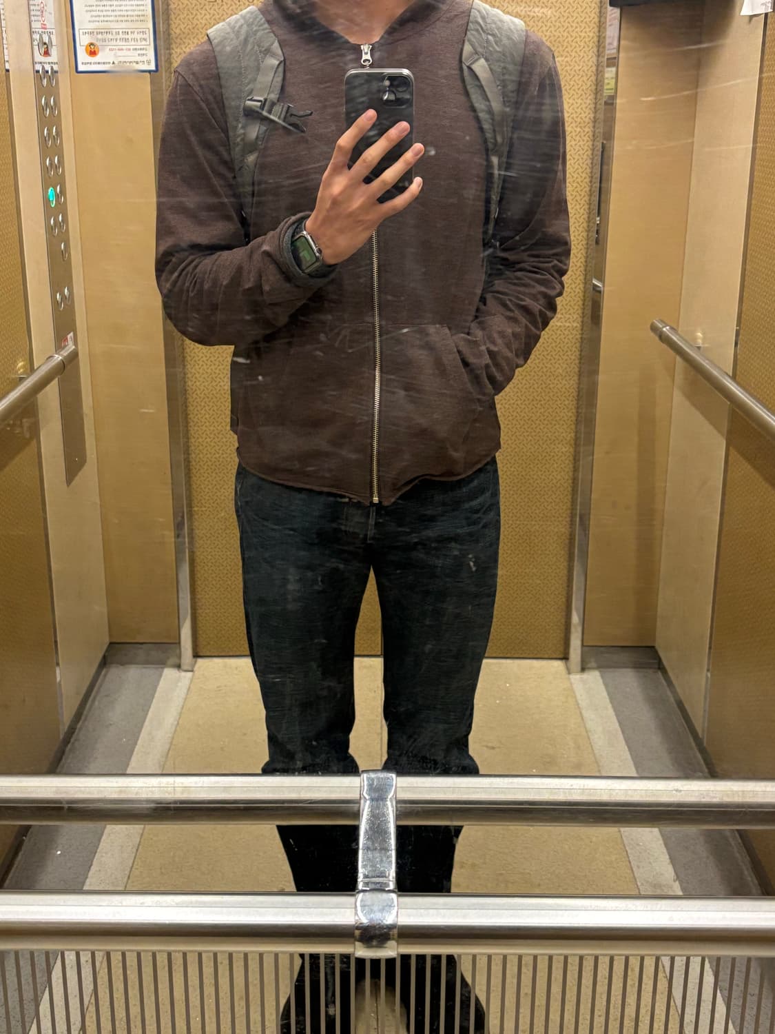 Textured Hoodie Zip 브라운 3 상품이미지3