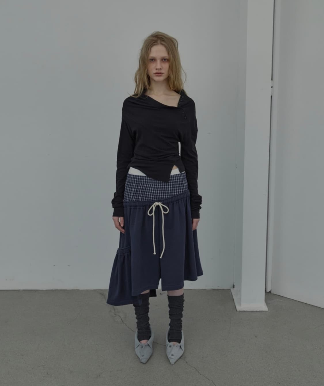 Lcdc CHECKMIX JERSEY SKIRT (NAVY) 상품이미지3