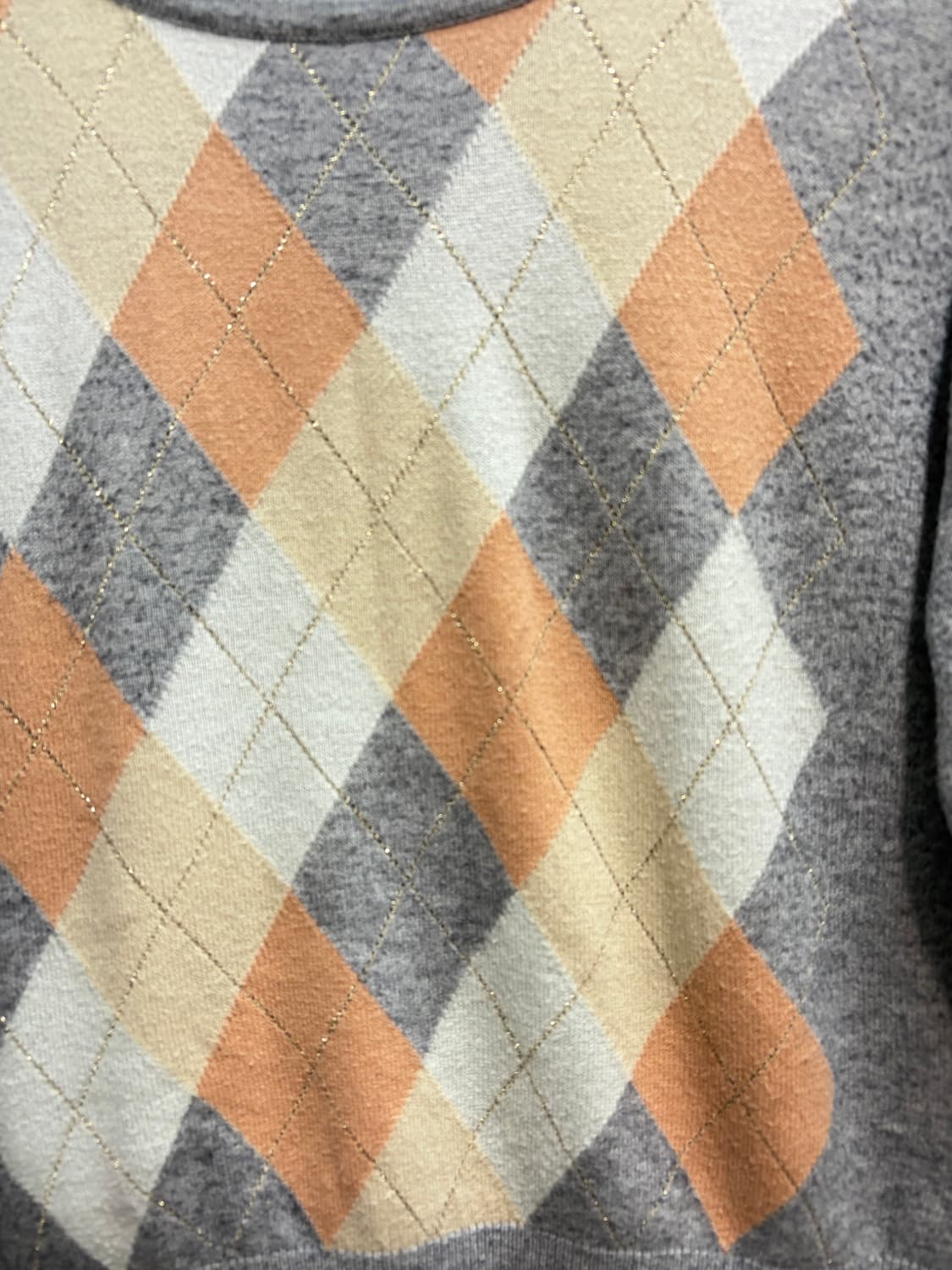 피치 아가일 유넥 니트 상품이미지3