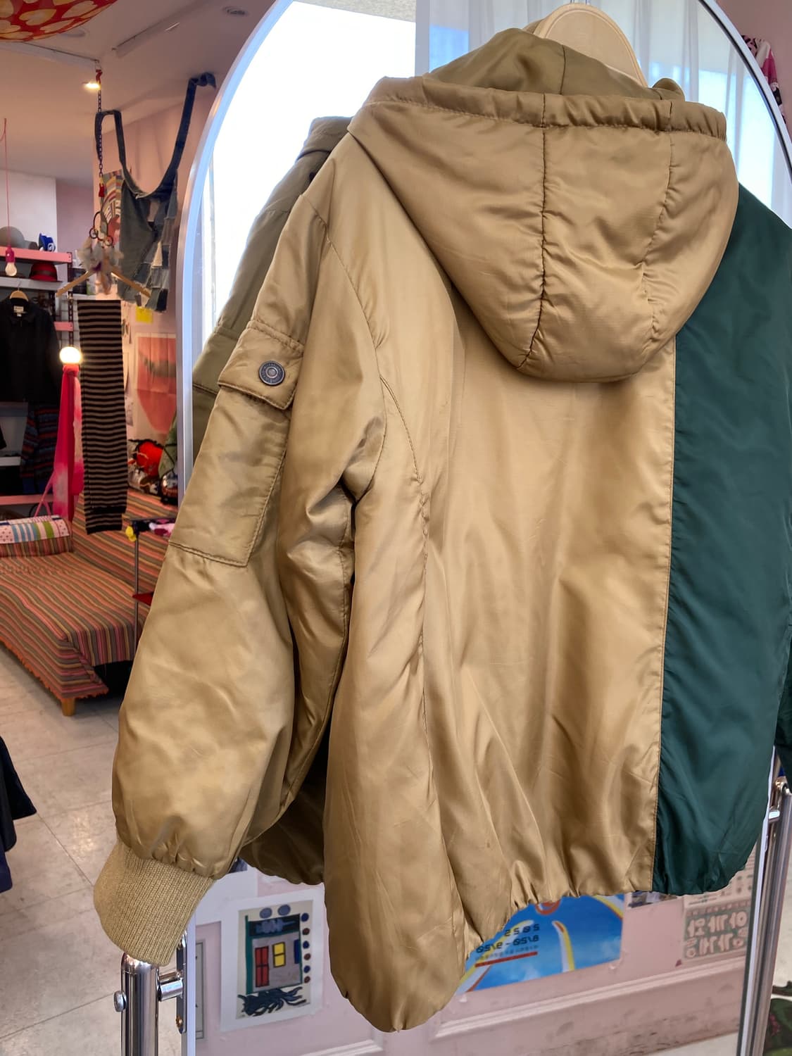 카키브라운 하프 패딩 상품이미지6