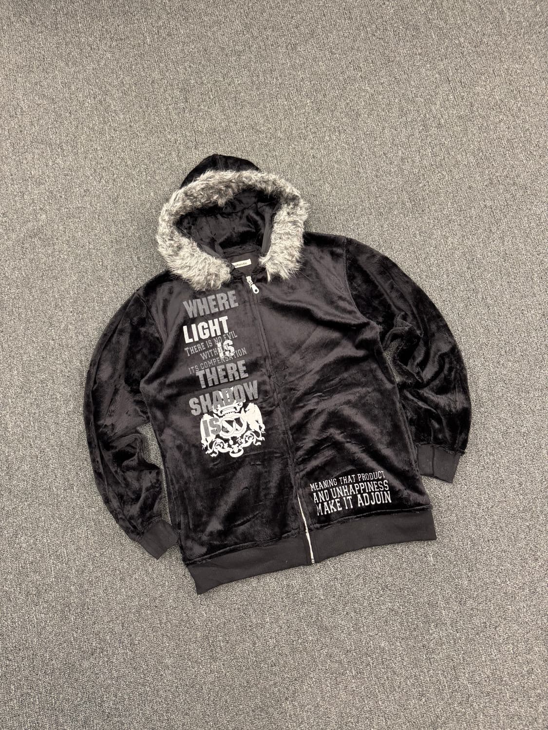 OS)Japanese vintage Y2K 펑크 벨벳 퍼 후드집업 상품이미지4