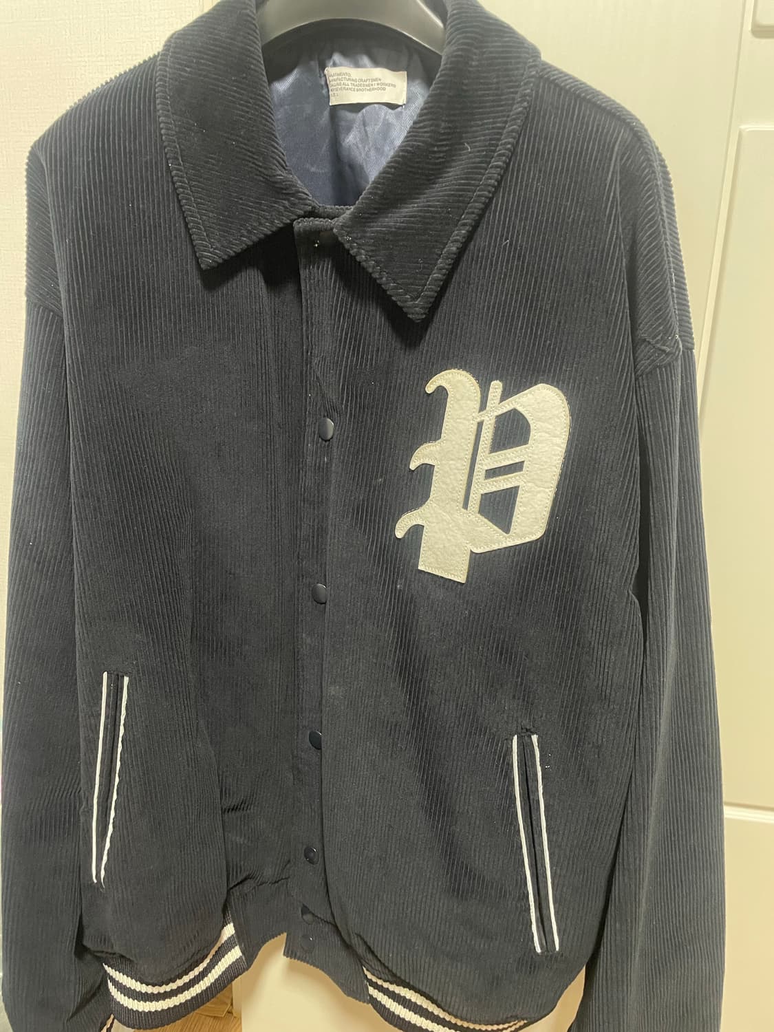 코듀로이 바시티 자켓 네이비 상품이미지2