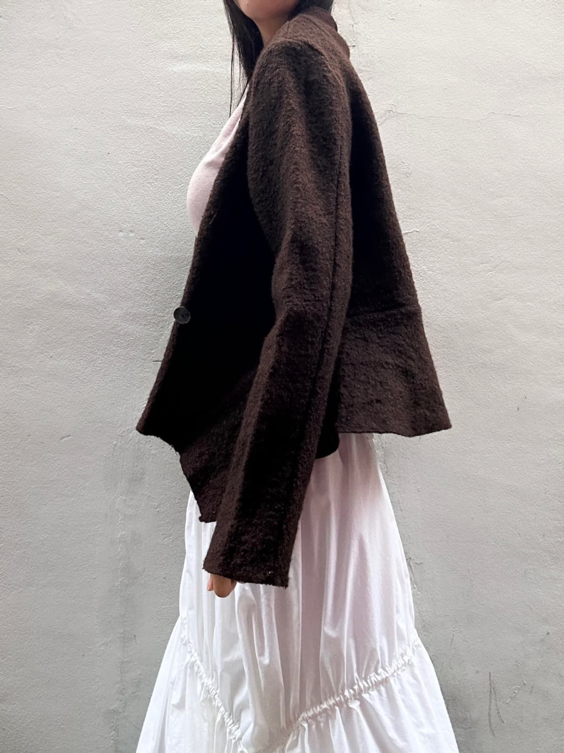 Warm 2 layered cardigan / brown 상품이미지1