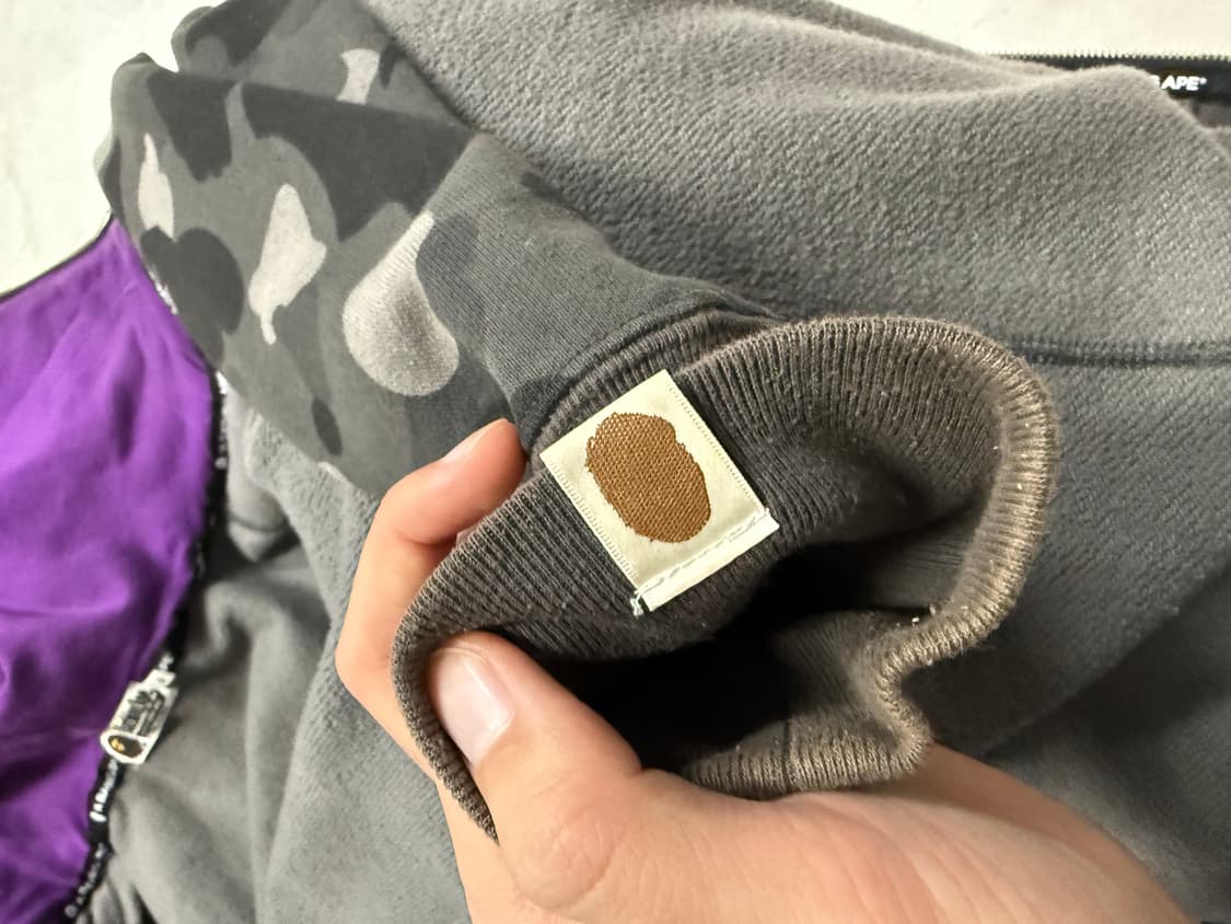 베이프 컬러 카모 타이거 샤크 와이드 풀 집 후드 블랙 XL 상품이미지7