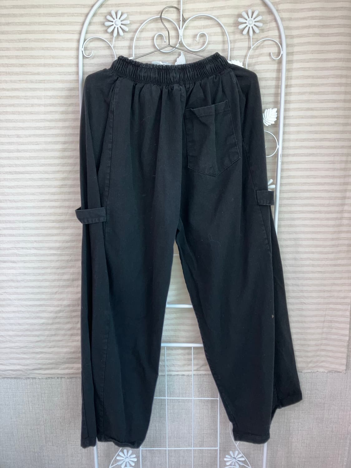 빈티지 블랙 사이드버튼 와이드 팬츠 y2k 스트릿 갸루 펑키477   상품이미지2