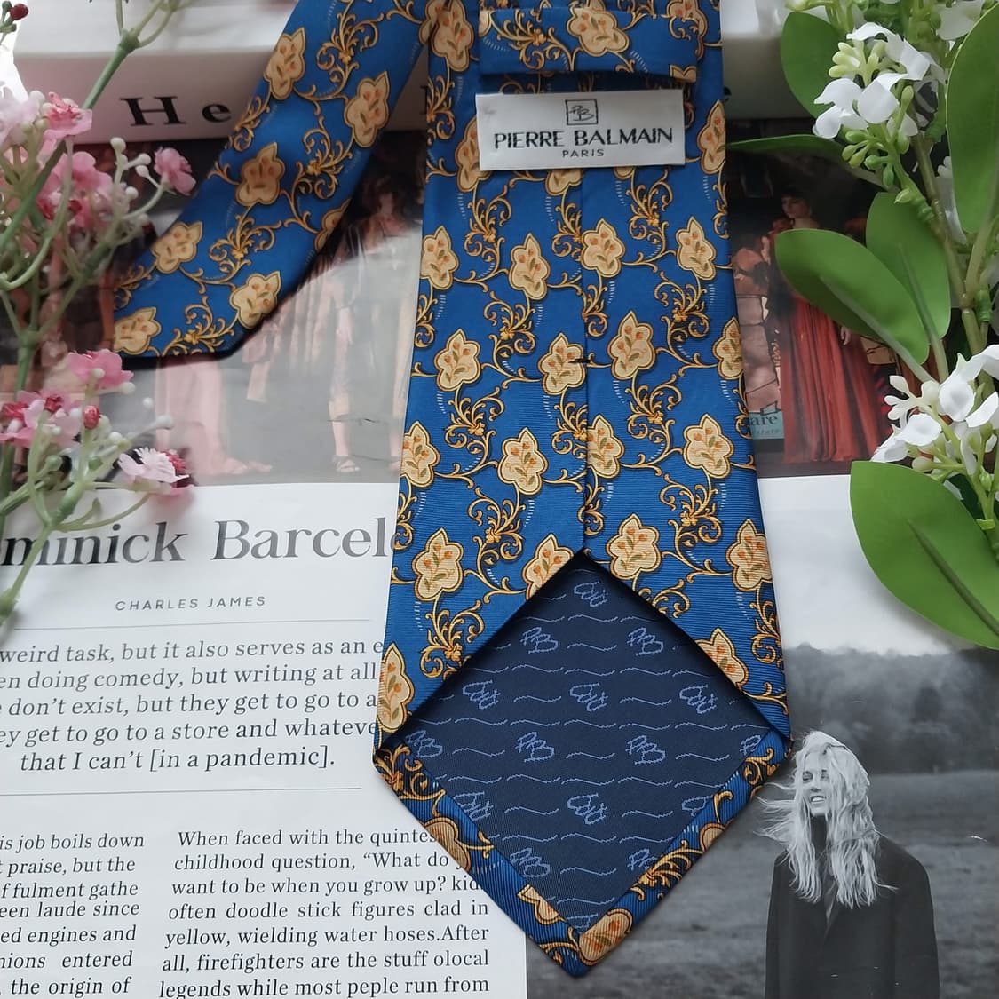 발망 실크 블루 바로크 패턴 넥타이 9.4cm S~A+등급 K1783
 상품이미지6