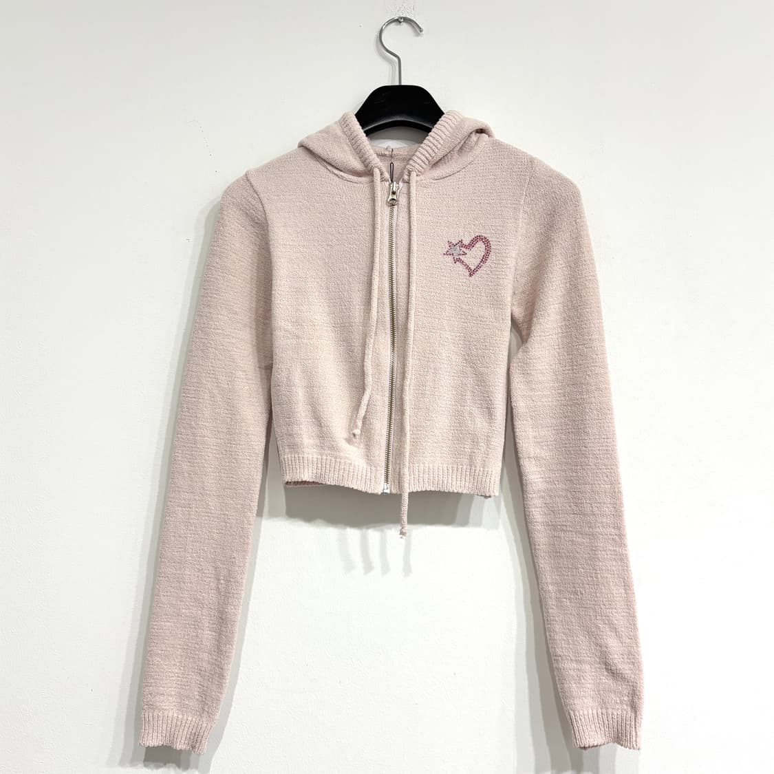 [새상품] 하트 큐빅 여성 부클 크롭 후드집업 상품이미지4