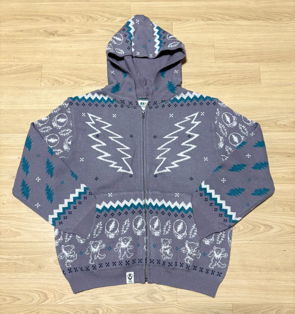 디스이즈네버댓X그레이트풀데드 니트 집업 라벤더 상품이미지4