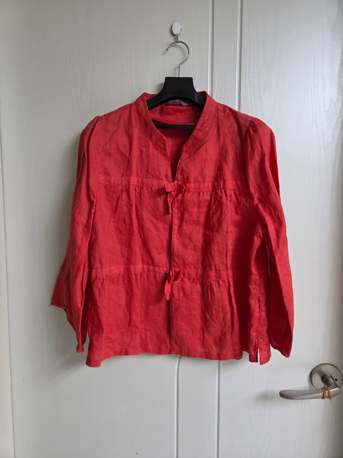 돌실나이 레드 리넨100 블라우스  상품이미지1