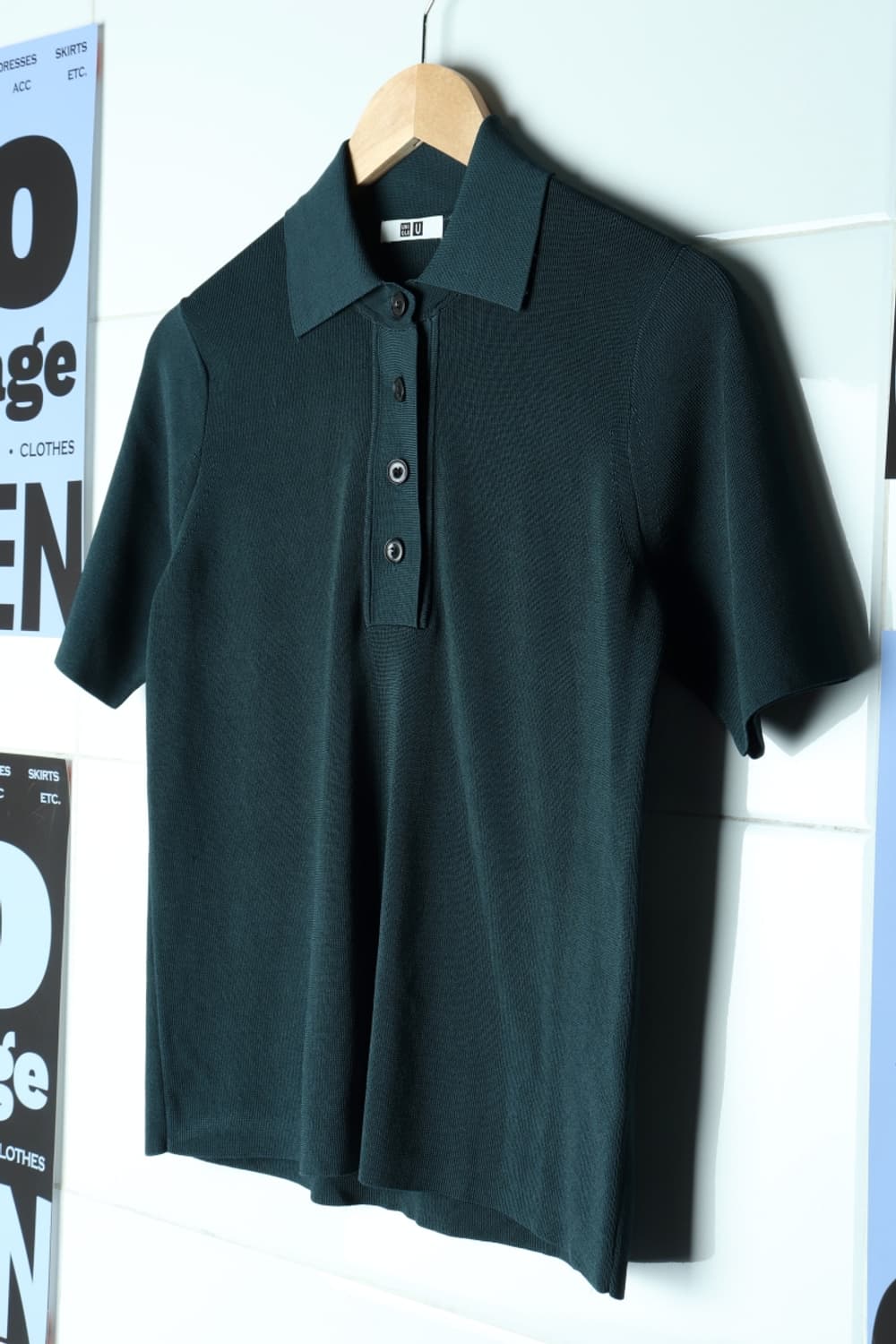 W(2XL) 유니클로 반팔 카라 티셔츠 시원소재 진녹색-H30742 상품이미지1