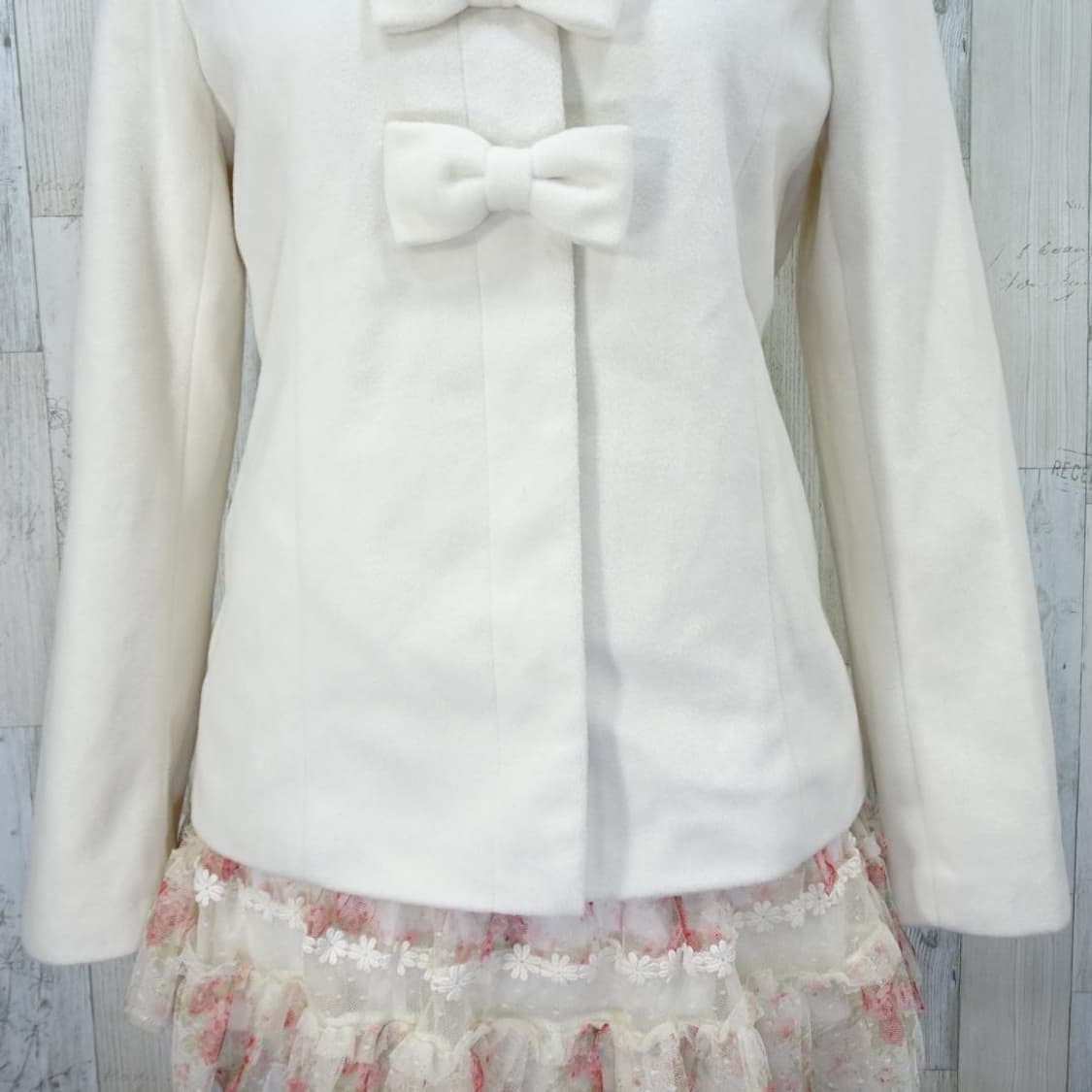 리즈리사 3연 리본 후드 숏코트 플라워 패턴 자켓 달천깔 히메갸루 상품이미지4