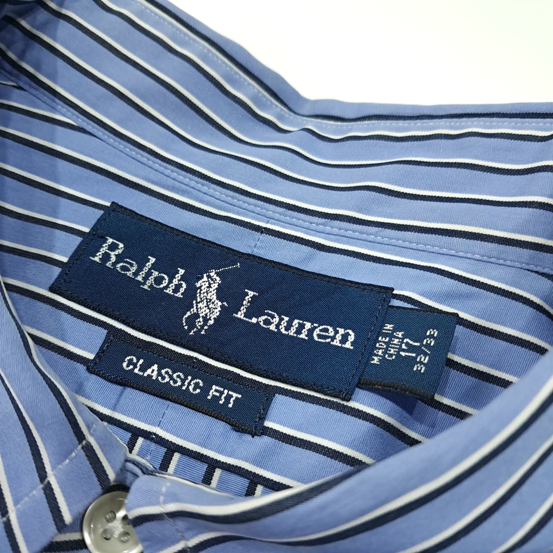 CL703 XL 폴로 00s 코튼 스트라이프 버튼다운 블루 셔츠 남방 상품이미지3
