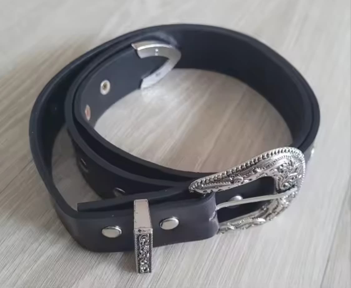 블랙 웨스턴 스타일 벨트 새상품 남녀공용 상품이미지3