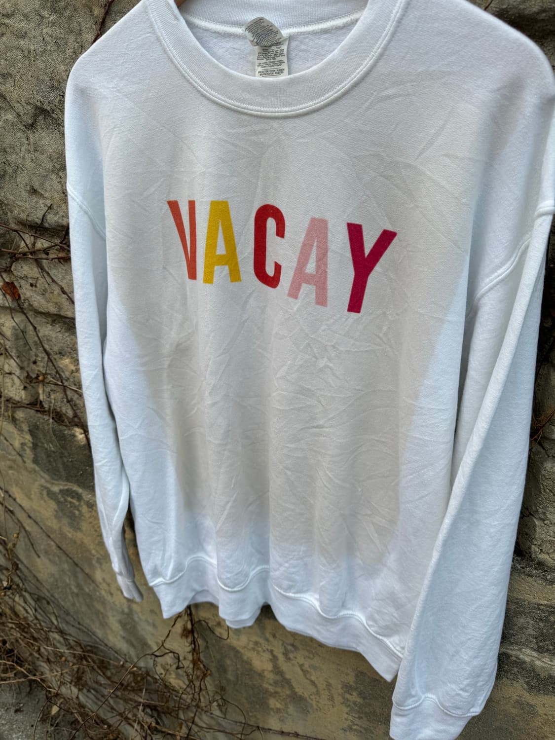 00s 길단 vacay 프린팅 염색 투톤 스웻 셔츠 맨투맨 화이트 m 상품이미지3
