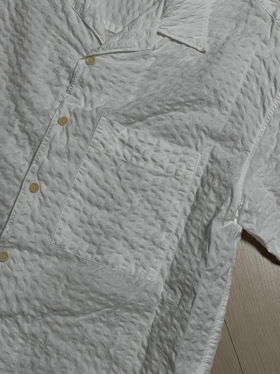 인사일런스 오픈 칼라 시어서커 셔츠 화이트 상품이미지4