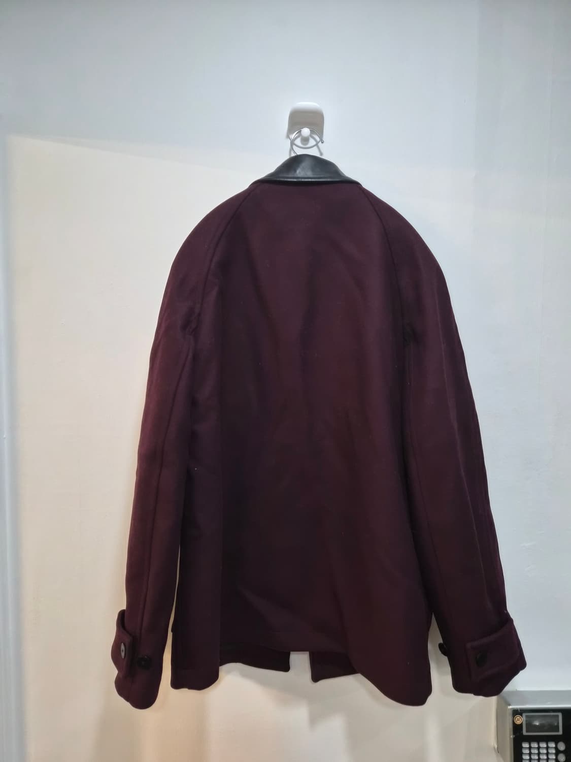M) ZARA 자라 울 코트 콘트라스팅 칼라 버건디 팝니다 상품이미지2