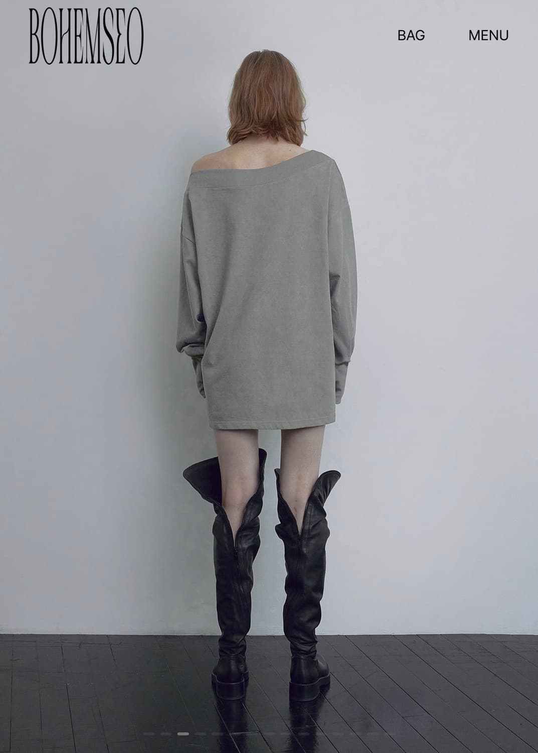 보헤미안서울 언발란스 숄더 티-차콜 상품이미지3