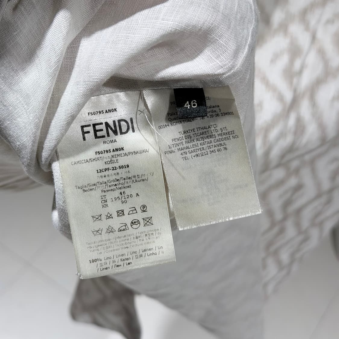 (A+/46) / 펜디 FF 모티프 린넨 반팔 셔츠 상품이미지7