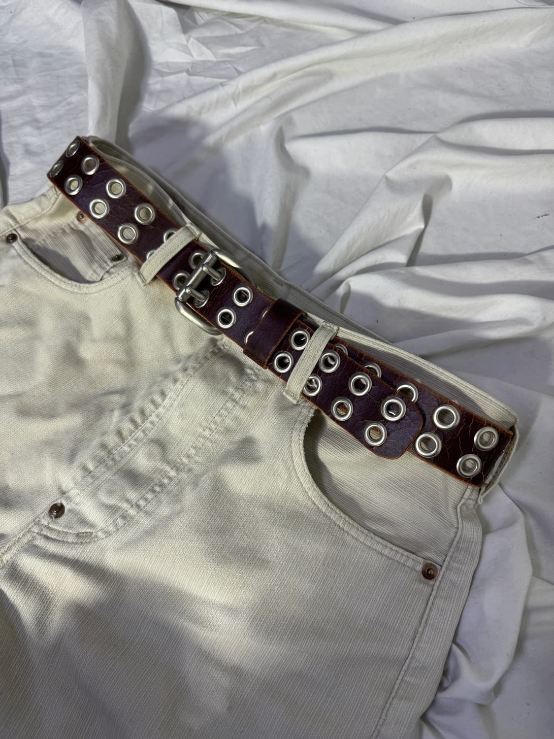 빈티지 더블 아일렛 레더 벨트 상품이미지1