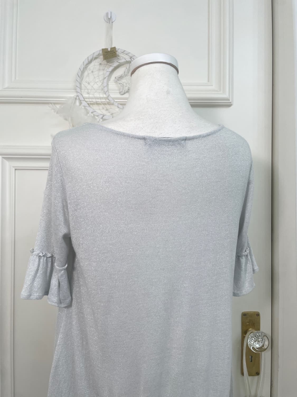 sheer gray glitter pleats loose top 상품이미지4