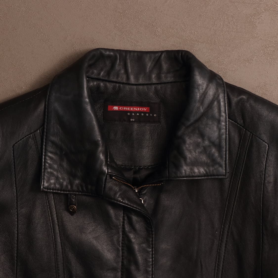 90's 양가죽 레더 싱글 집업 자켓 A1833 상품이미지2