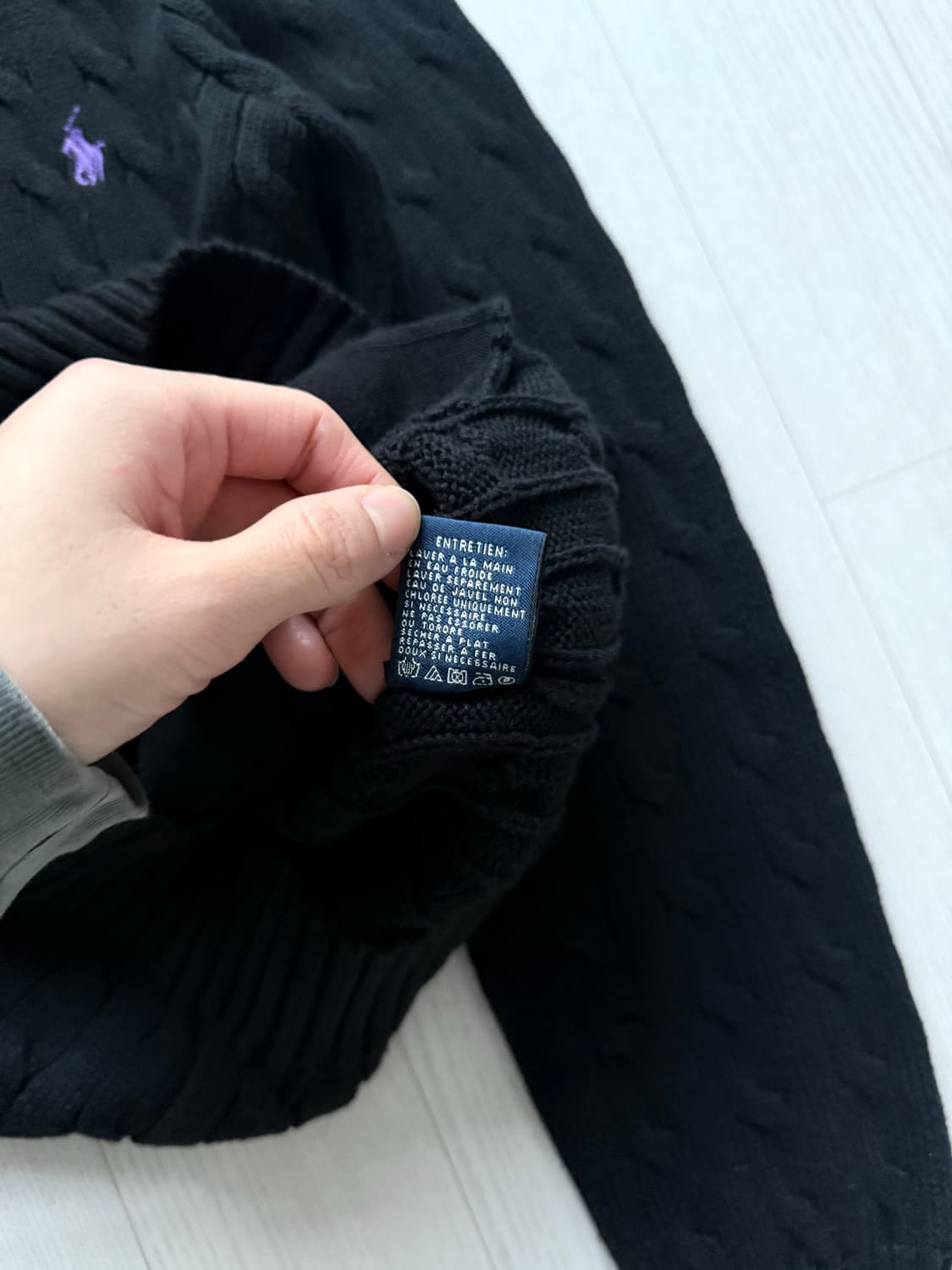 폴로 랄프로렌 포니 로고 블랙 케이블 니트 후드집업 상품이미지10