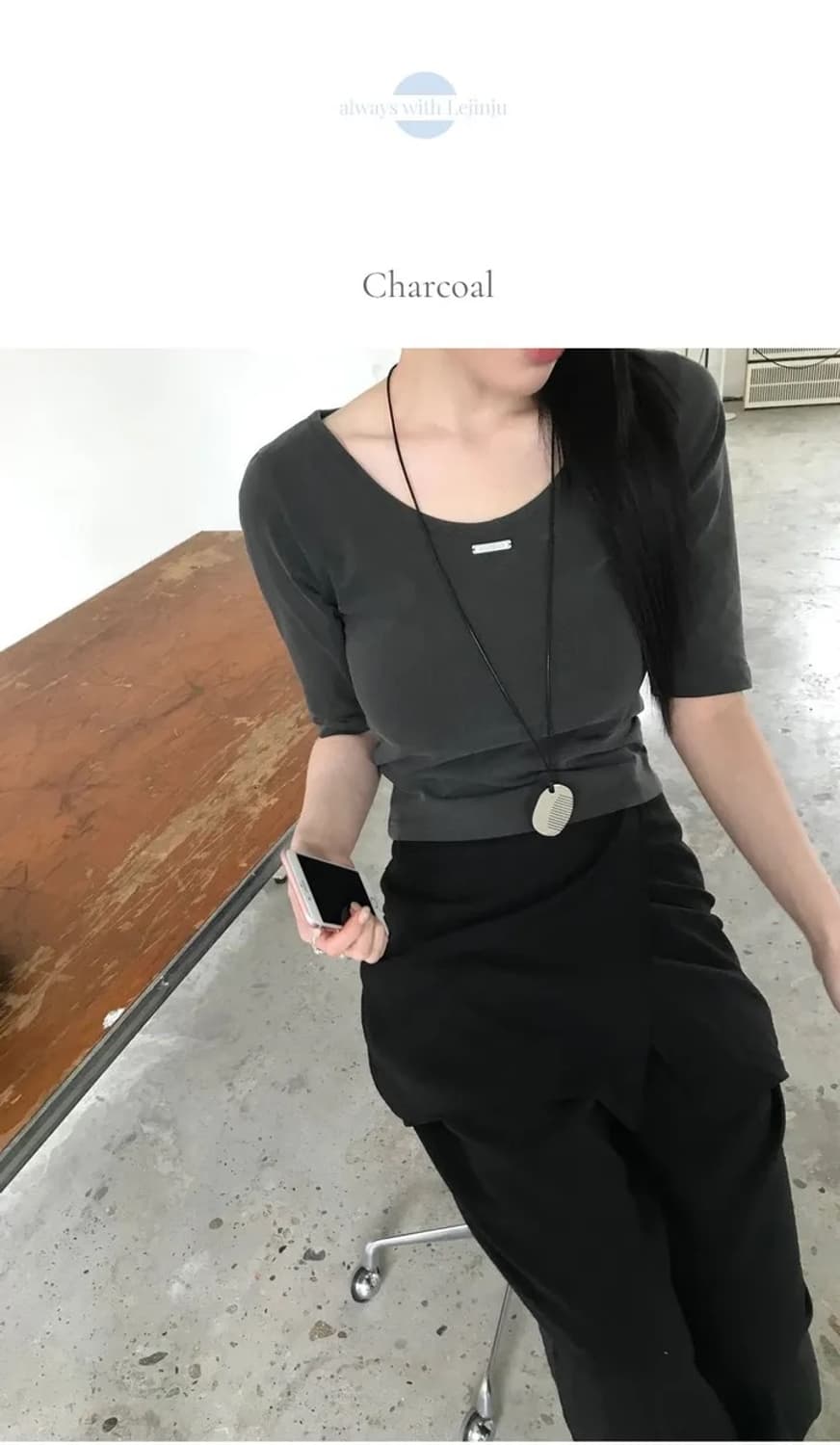 르진주 에일 여리핏 레이어드 투웨이 7부 티셔츠 상품이미지5