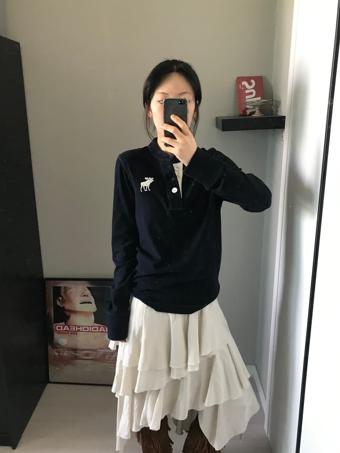 아베크롬비 산양로고 헨리넥 네이비 롱슬리브티 상품이미지2