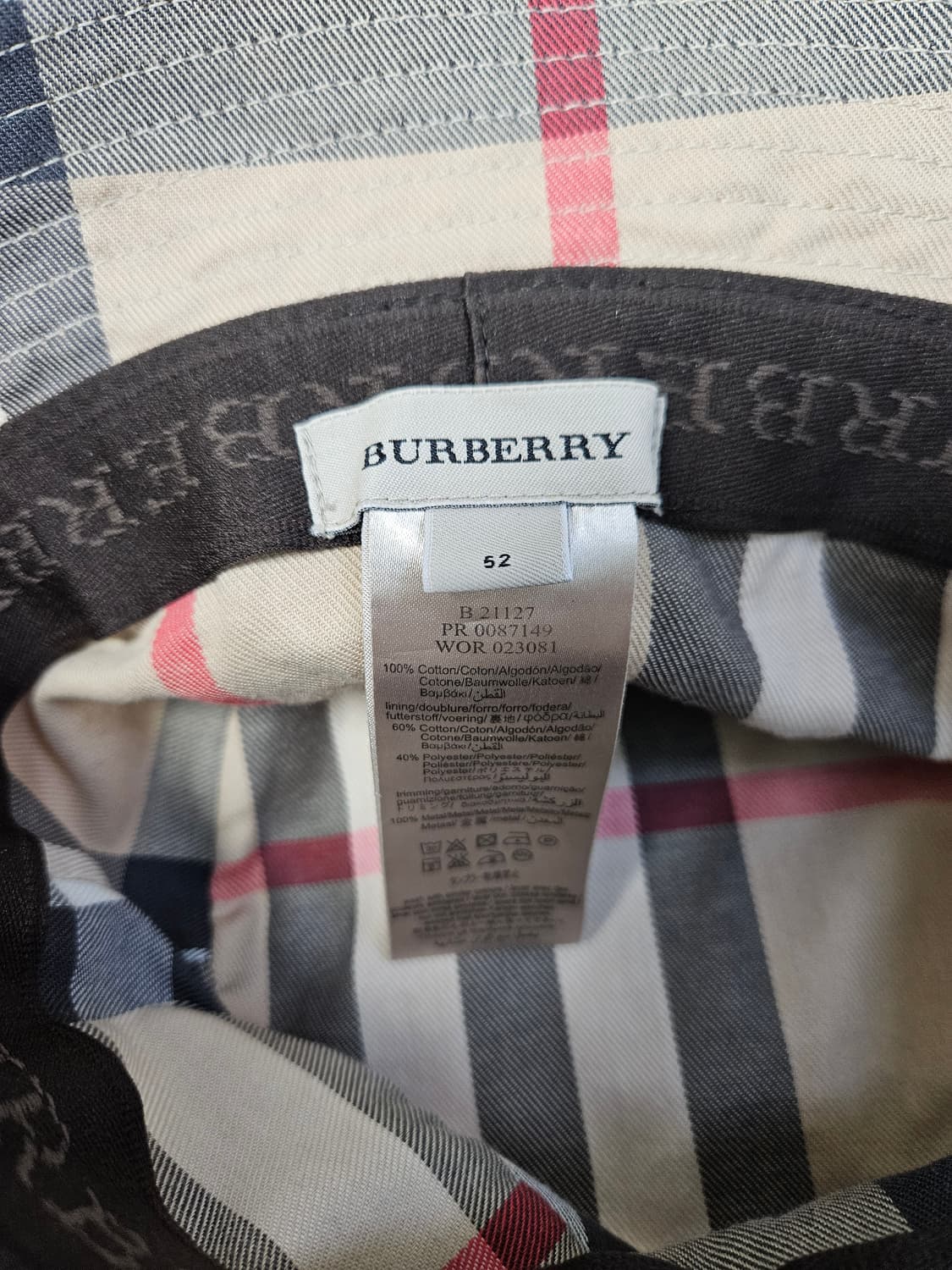 버버리 BURBERRY 버킷햇 모자 52 (정품) 상품이미지4