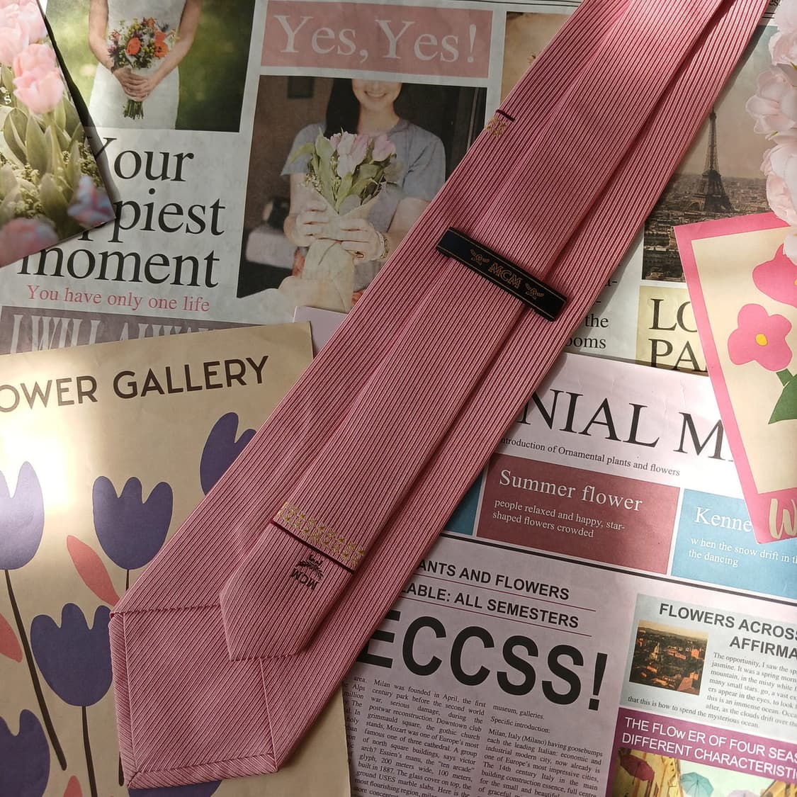 엠씨엠 실크 핑크 스트라이프 넥타이 9.3cm A등급 A19649
 상품이미지5