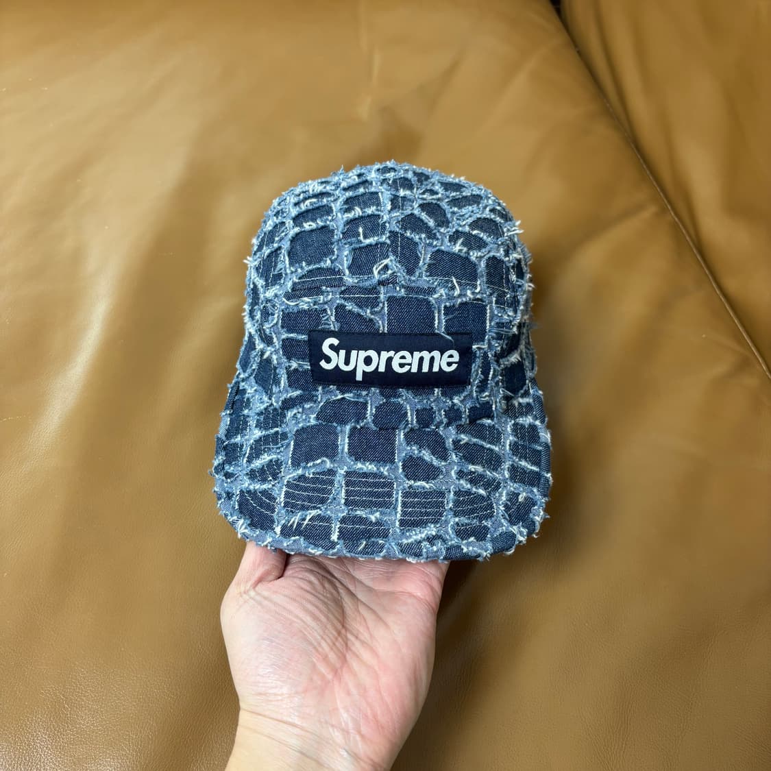 슈프림 캠프캡 모자 박스로고 프레이드 크록 데님 상품이미지2
